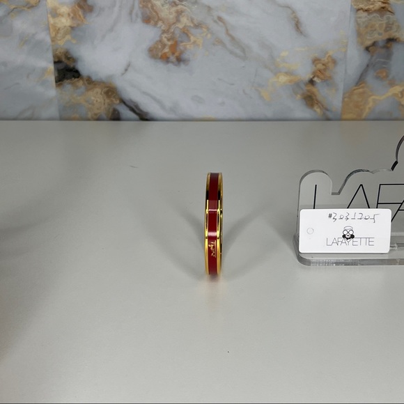 Hermes Red Enamel Caleche Bangle Bracelet - Picture 2 of 3